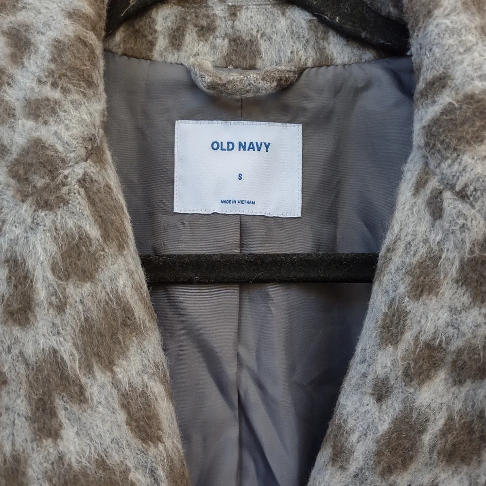 Old Navy Oversized Soft-Brushed Leopard-Print Coat Womens Size Small - Picture 4 of 7